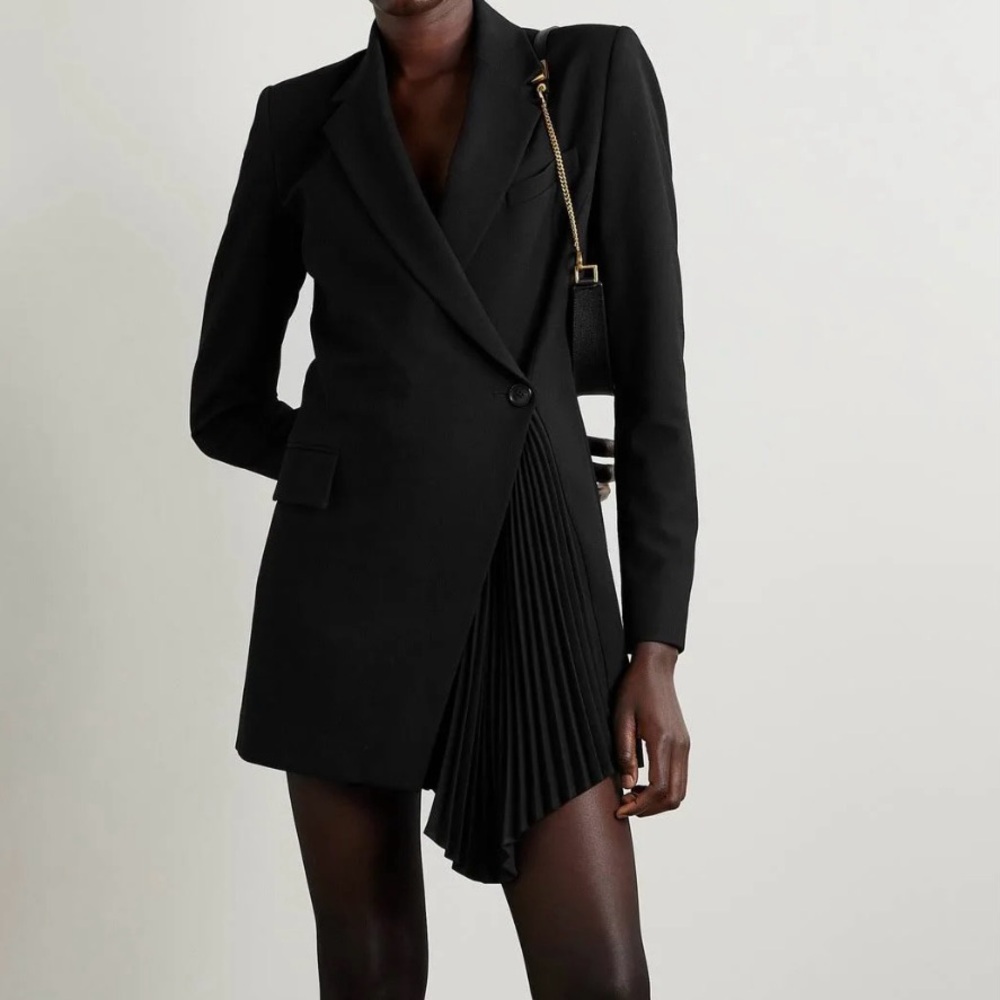 A.L.C. Black Juliet Pleated Blazer Dress